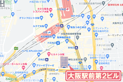 梅田駅付近のイラストマップ